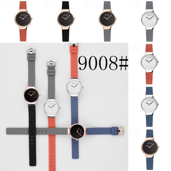 WJ-8443 Damska modna niebieska bransoleta ze stopu Dobrej jakości czarny skórzany zegarek